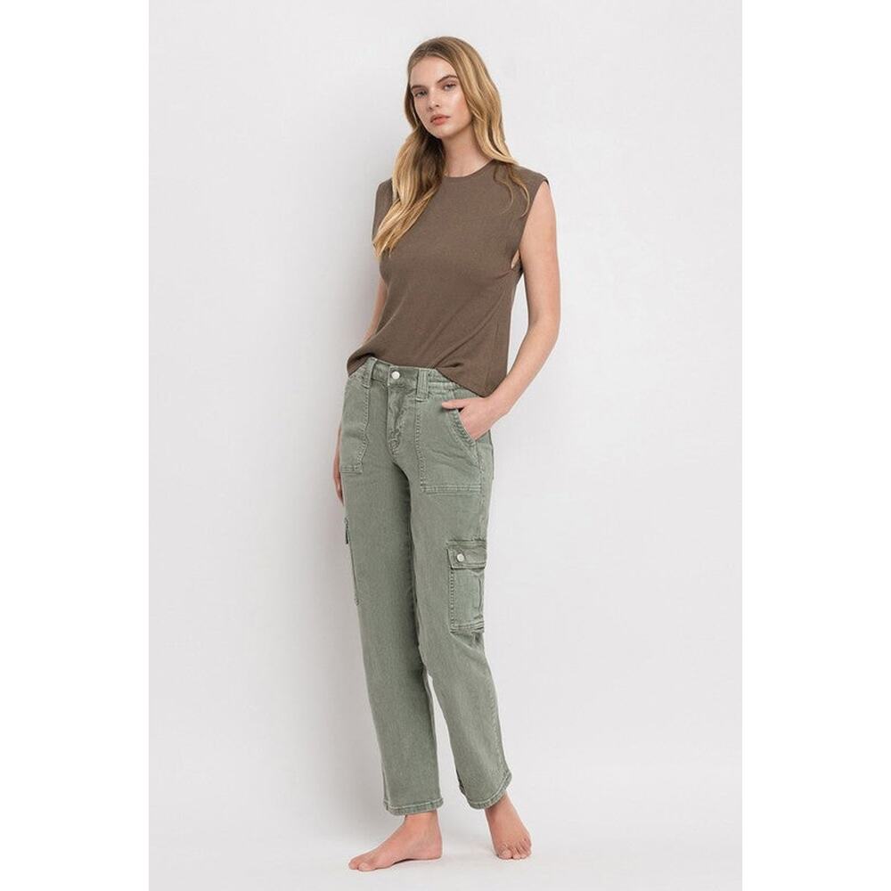 VERVET by Flying Monkey High Rise Cargo Straight Jeans - V3376AG - Size 24 - Picture 10 of 14